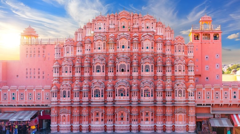 pink,palace,hawa,mahal,,jaipur,,india,,beautiful,sunset,view